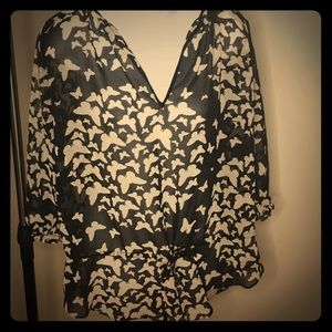 Zara Black and White Tunic Blouse